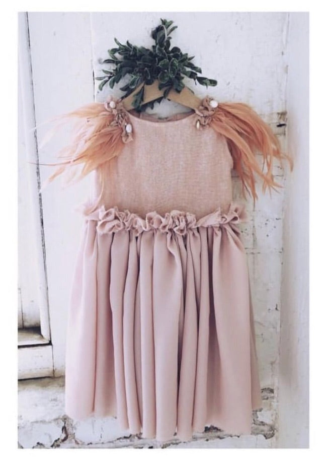 Peach feather dress