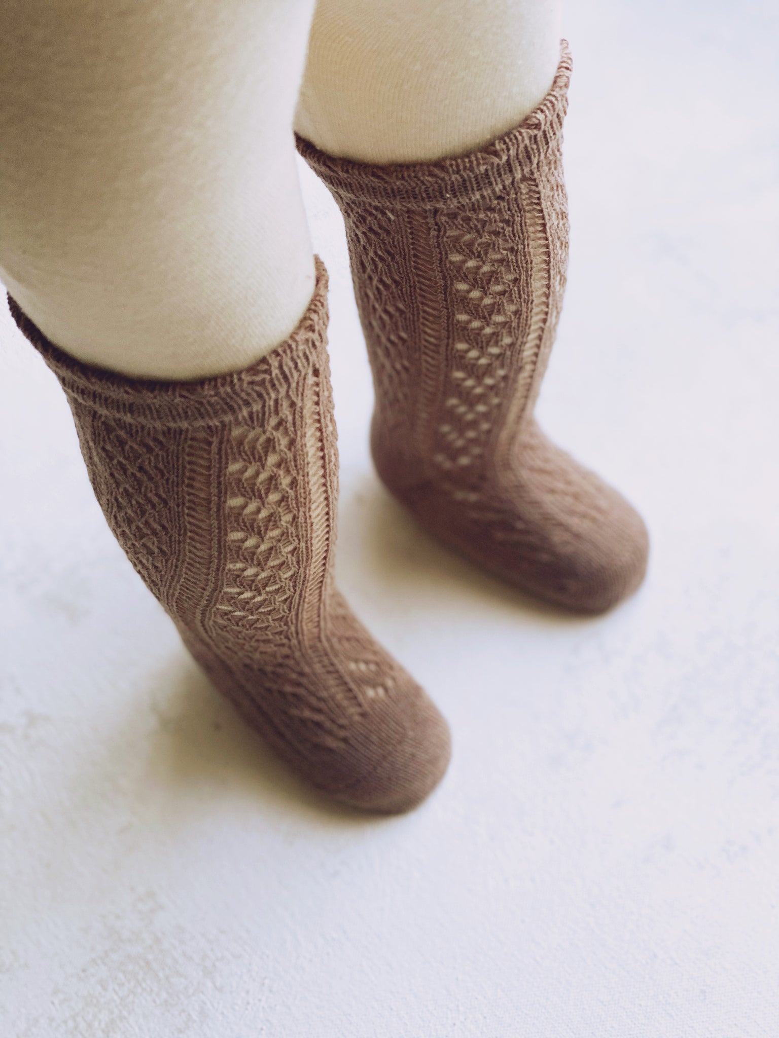 Mocha Lace Knit Knee-Highs