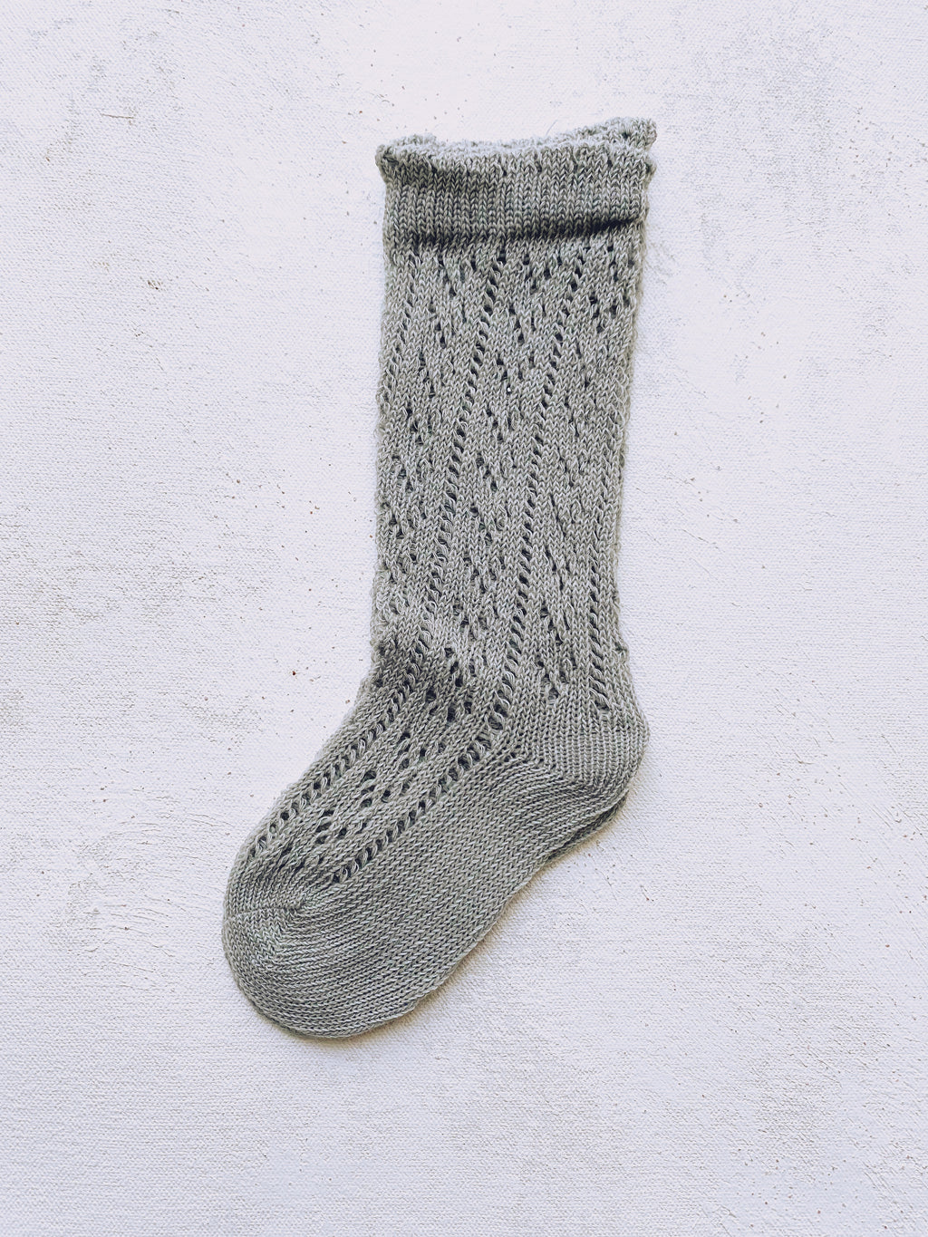 Gray Lace Knit Knee-Highs