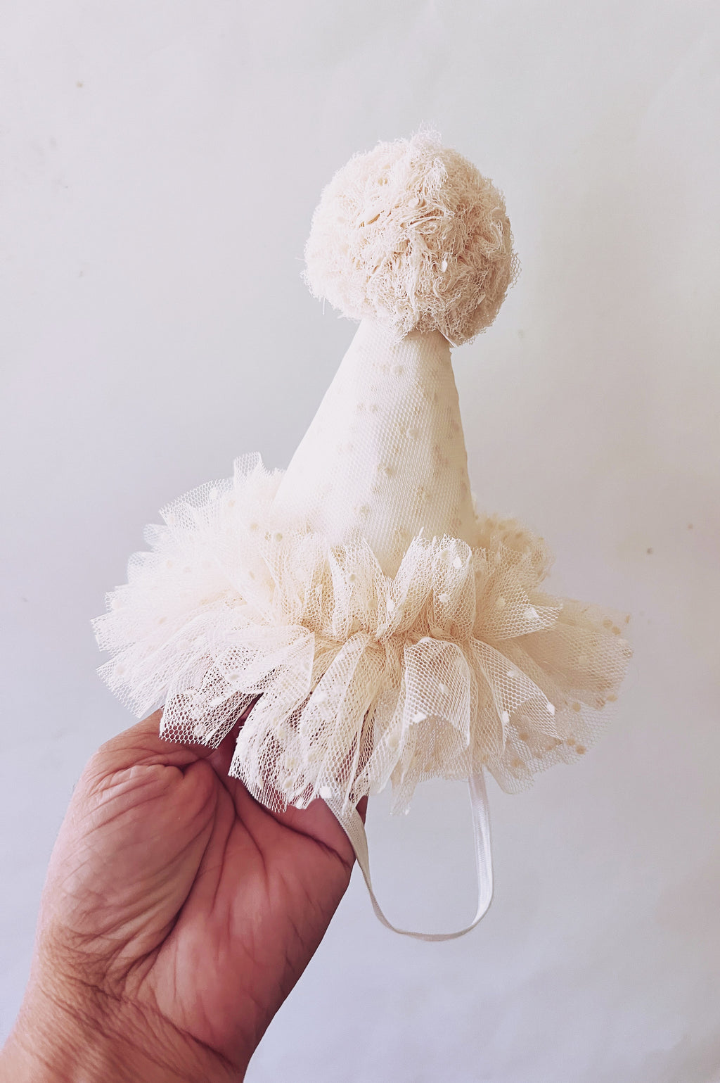 Neutral Tulle Party Hat