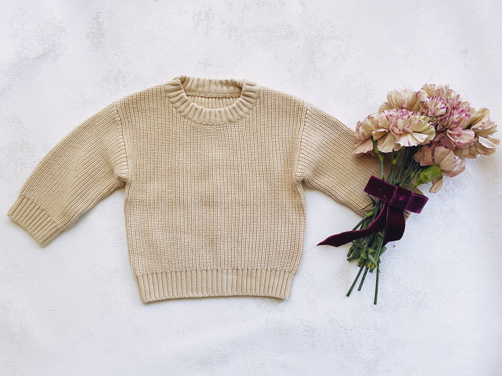 Beige Knit Slouchy Sweater