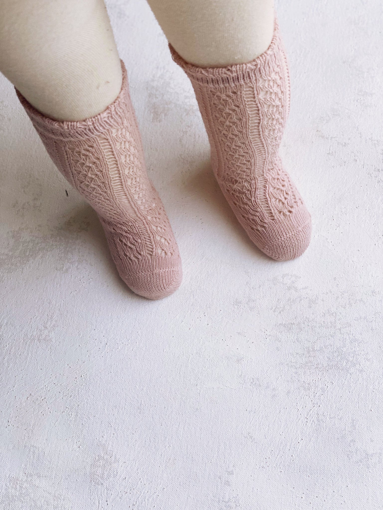 Dusty Rose Lace Knit Knee-Highs